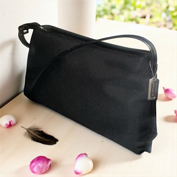 VTG Coach Mercer Shoulder Bag 7406 Black Euro Twill Leather Gunmetal Y2K Handbag - Picture 1 of 10